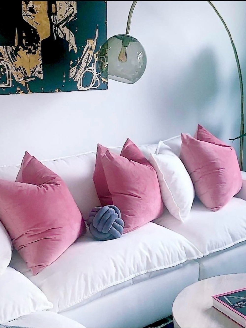 Set of 4 Pink Velvet Throw Pillow Covers + Inserts